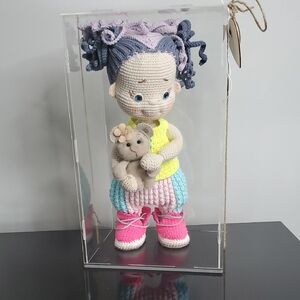 Colorful Crochet Doll with Teddy Bear